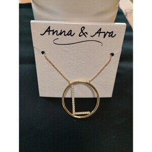 Anna & Ava 'L' In Hoop Necklace Gold Plated. Dainty Chain